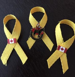 A ribbon campaign to show solidarity with Mounties protesting working conditions spread after some officers began removing the traditional yellow stripes from their pants. (Provided by Lisa Stuart)
